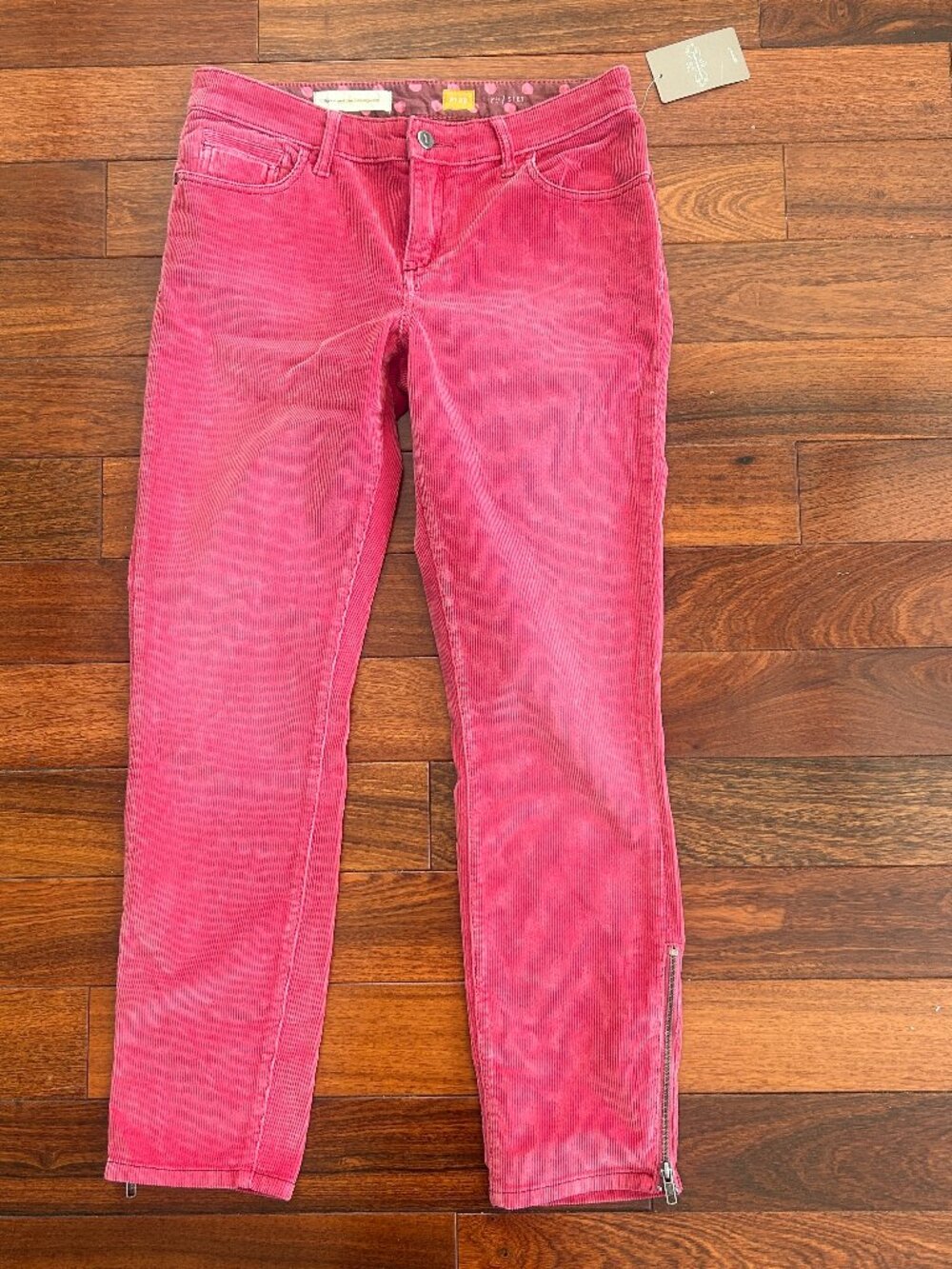 NWT Anthropologie Pilcro The Stet Corduroy Pants 29 Pink Rose Slim Ankle Zip